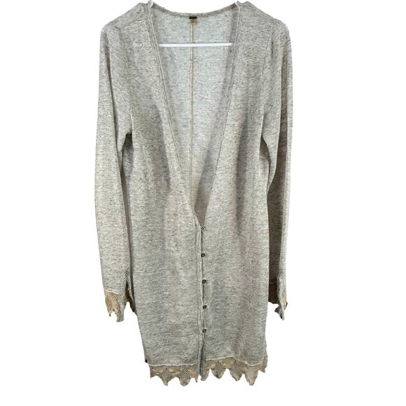 Free People Sweaters - Free People Cottage Core Crochet Lace Cardigan Lightweight Boho Womens M Sweater